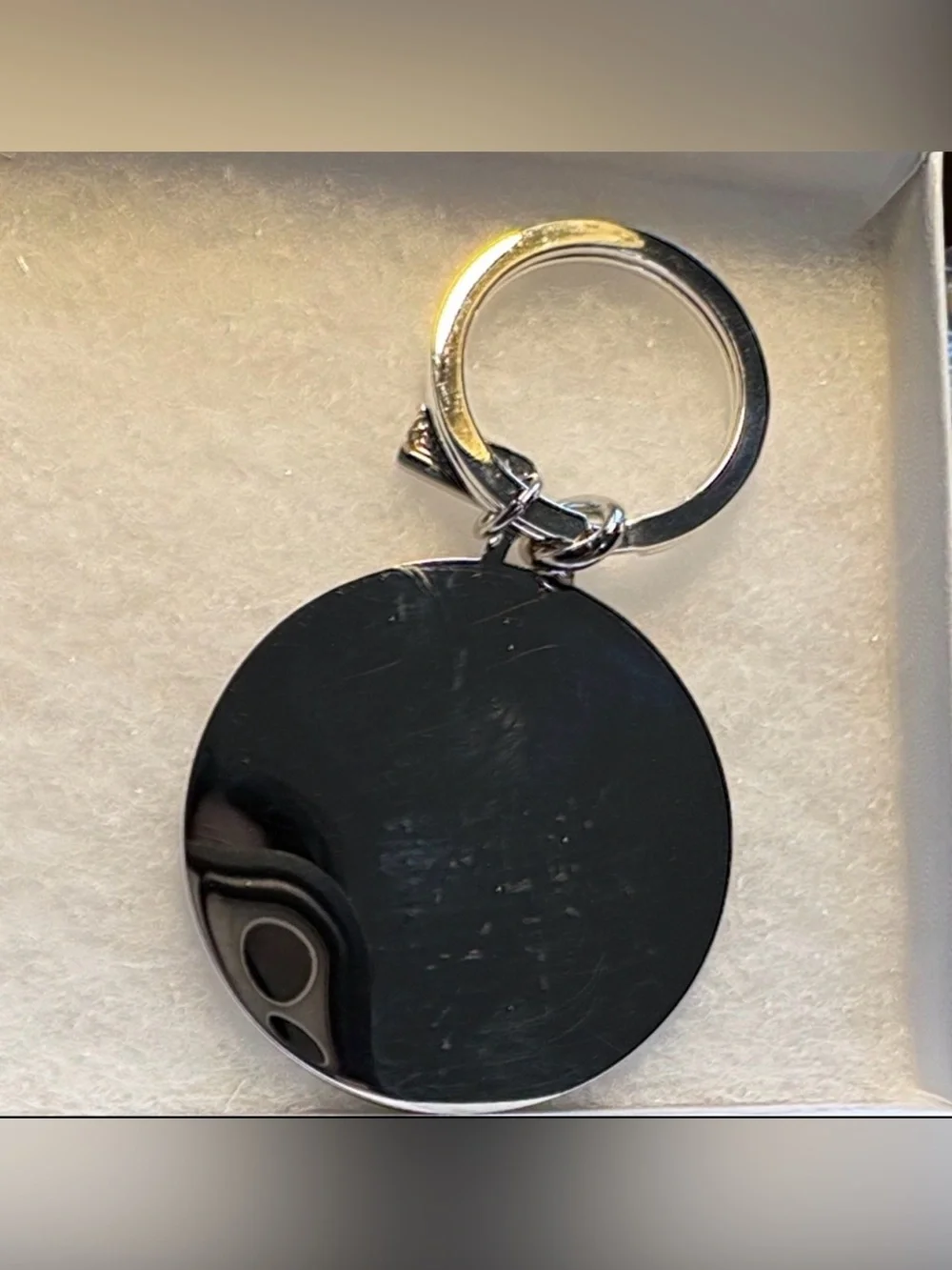 Coach Silver Crystal Round Keychain Key & Card Holder Charm